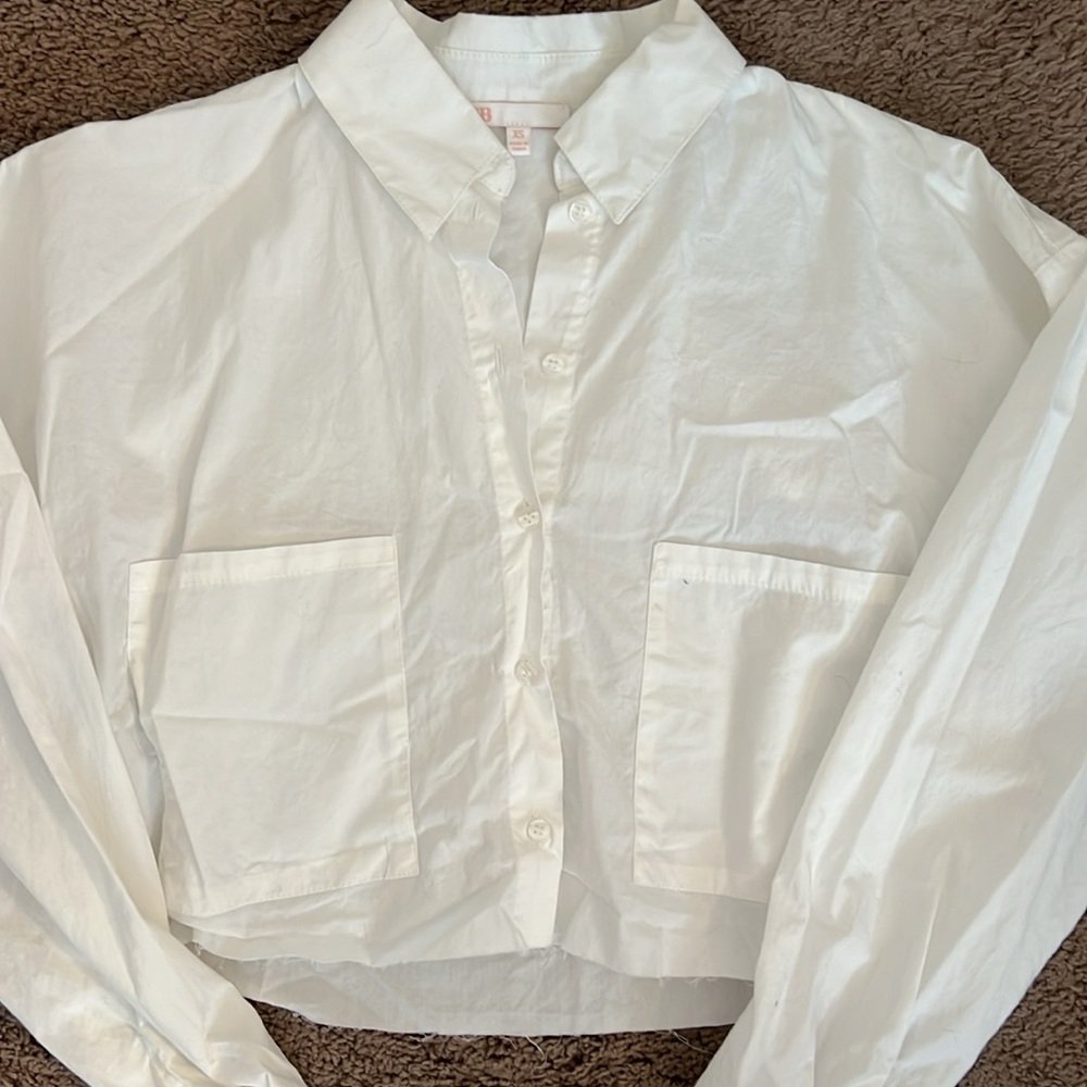 Gb White Cropped Button Down - image 3